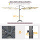 Outsunny 3 x 3(m) Cantilever Parasol with Cross Base, Garden Umbrella with 360° Rotation, Crank Handle and Tilt for Outdoor, Pat