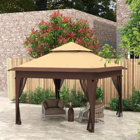 Outsunny 3 x 3(m) Pop Up Gazebo with Mosquito Netting, 1 Person Easy up Marquee Party Tent with 1-Button Push, Double Roof, Carr