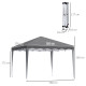 Outsunny 3 x 3cm Adjustable Height Pop-Up Gazebo, with Bag - Grey