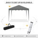 Outsunny 3 x 3cm Adjustable Height Pop-Up Gazebo, with Bag - Grey