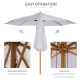 Outsunny 3(m) Garden Parasol, Pulley Operated Patio Umbrella, Wooden Table Market Umbrella with Rope Pulley Mechanism and 8 Ribs