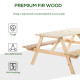 Outsunny 4 Seater Wooden Picnic Table Bench for Outdoor Garden or Patio with Parasol Cutout 150 cm Natural