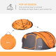 Outsunny 4-5 Person Pop-up Camping Tent Family Tent w/ 2 Mesh Windows &amp; PVC Windows Portable Carry Bag for Outdoor Trip, Orange