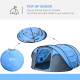 Outsunny 4-5 Person Pop-up Camping Tent Family Tent w/ 2 Mesh Windows &amp; PVC Windows Portable Carry Bag for Outdoor Trip, Sky Blu