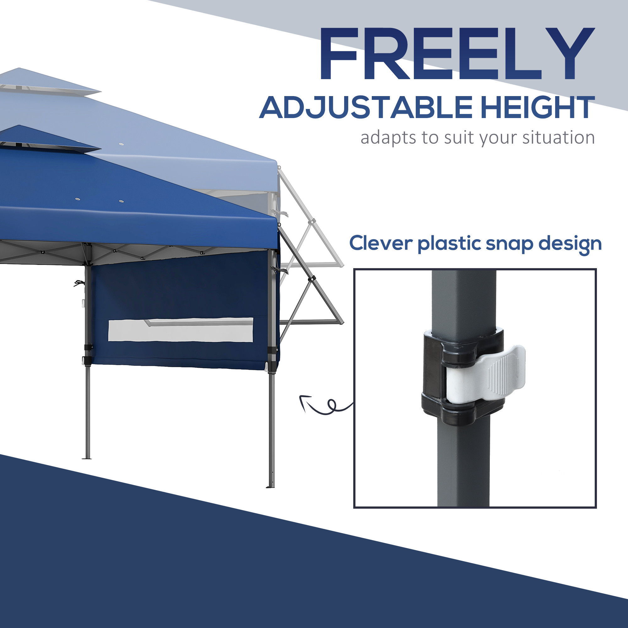 Outsunny 3 x 3m Height Adjustable Pop-Up Gazebo, with Accessories - Blue
