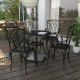 Outsunny 5 Pieces Garden Dining Set for 4, Cast Aluminium Outdoor Dining Set with 4 Armchairs and Round Dining Table with Paraso