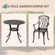 Outsunny 5 Pieces Garden Dining Set for 4, Cast Aluminium Outdoor Dining Set with 4 Armchairs and Round Dining Table with Paraso