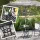 Outsunny Round Aluminium Table, with ⌀50mm Parasol Hole