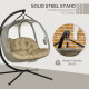 Outsunny Double Hanging Egg Chair 2 Seaters Texteline Swing Hammock Chair with Stand, Cushion and Folding Design, for Indoor and