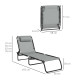 Outsunny Folding Sun Lounger, with Four-Position Back - Light Grey