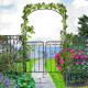 Outsunny Garden Decorative Metal Arch with Gate Outdoor Patio Trellis Arbor for Climbing Plant Archway Antique Black - 108L x 45
