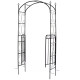 Outsunny Garden Decorative Metal Arch with Gate Outdoor Patio Trellis Arbor for Climbing Plant Archway Antique Black - 108L x 45