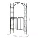 Outsunny Garden Decorative Metal Arch with Gate Outdoor Patio Trellis Arbor for Climbing Plant Archway Antique Black - 108L x 45
