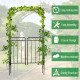 Outsunny Garden Decorative Metal Arch with Gate Outdoor Patio Trellis Arbor for Climbing Plant Archway Antique Black - 108L x 45