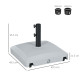 Outsunny Garden Parasol Base Holder, 24kg Water or 30kg Sand Filled, Outdoor Market Umbrella Stand Weight with Wheels and Brakes