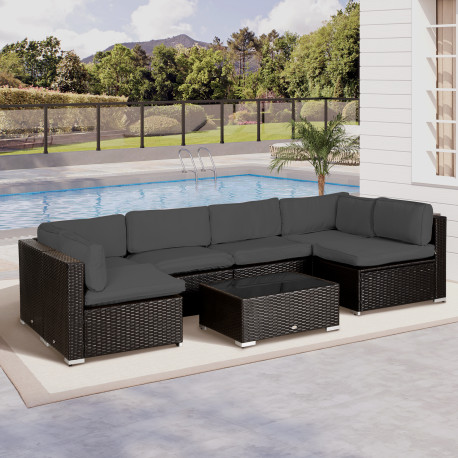 Outsunny Garden Rattan Sofa Cushion Polyester Cover Replacement Outdoor- No Cushion Included, Dark Grey