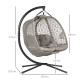 Outsunny Outdoor Double Hanging Chair, Swing Chair with Metal Stand, Thick Padded Cushion, Foldable Basket and Cup Holders, for 