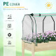 Outsunny Raised Garden Bed Outdoor Elevated Wood Planter Box w/ PE Cover, Natural