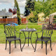 Outsunny 3 Pieces Garden Dining Set for 2, Cast Aluminium Outdoor Dining Set with 2 Armchairs and Round Dining Table with Paraso
