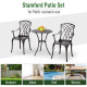 Outsunny 3 Pieces Garden Dining Set for 2, Cast Aluminium Outdoor Dining Set with 2 Armchairs and Round Dining Table with Paraso