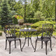 Outsunny 3 Pieces Garden Dining Set for 2, Cast Aluminium Outdoor Dining Set with 2 Armchairs and Round Dining Table with Paraso