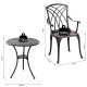 Outsunny 3 Pieces Garden Dining Set for 2, Cast Aluminium Outdoor Dining Set with 2 Armchairs and Round Dining Table with Paraso