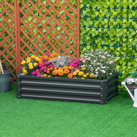 Outsunny Raised Beds for Garden, Galvanized Outdoor Planters, for Herbs and Vegetables, Use for Patio, Backyard, Balcony, Grey