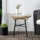 Outsunny Rattan Side Table, Round Outdoor Coffee Table, with Round PE Rattan and Tempered Glass Table Top for Patio, Garden, Bal