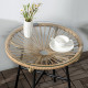 Outsunny Rattan Side Table, Round Outdoor Coffee Table, with Round PE Rattan and Tempered Glass Table Top for Patio, Garden, Bal