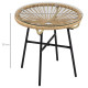 Outsunny Rattan Side Table, Round Outdoor Coffee Table, with Round PE Rattan and Tempered Glass Table Top for Patio, Garden, Bal