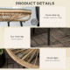 Outsunny Rattan Side Table, Round Outdoor Coffee Table, with Round PE Rattan and Tempered Glass Table Top for Patio, Garden, Bal