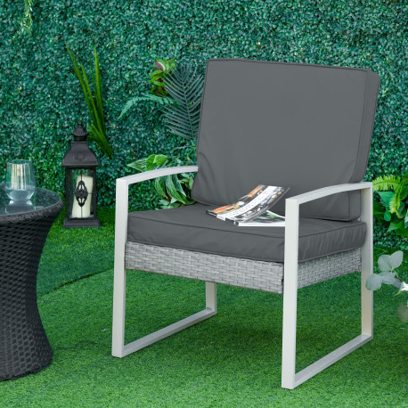 Outsunny Set of 2 Garden Seat and Back Cushion Set, Replacement Cushions for Outdoor Furniture with Seat Cushion and Back Cushio