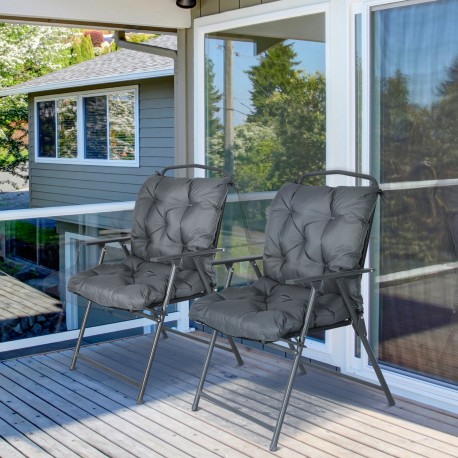 Outsunny Set of 2 Garden Chair Cushions 50W x 98L x 8D cm Comfortable Seat Pad with Backrest for Sunbeds, Rocking Chairs, Lounge