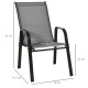 Outsunny Set of Four Stackable Mesh Seat Chairs - Dark Grey
