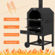 Outsunny Steel 3-Tier Outdoor Pizza Oven Charcoal BBQ Grill, Black