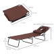 Outsunny Outdoor Foldable Sun Lounger, 4 Level Adjustable Backrest Reclining Sun Lounger Chair with Pillow and Reading Hole, Bro