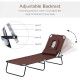 Outsunny Outdoor Foldable Sun Lounger, 4 Level Adjustable Backrest Reclining Sun Lounger Chair with Pillow and Reading Hole, Bro