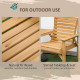 Outsunny Wooden Garden Love Seat, 2 Seater Jack &amp; Jill Companion Seat with Coffee Table and Parasol Hole, Partner Bench, Table a