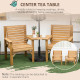Outsunny Wooden Garden Love Seat, 2 Seater Jack &amp; Jill Companion Seat with Coffee Table and Parasol Hole, Partner Bench, Table a