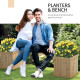 Outsunny 37L Wooden Garden Planter &amp; Bench Combination Garden Raised Bed Patio Park Natural 176 x 38 x 40 cm