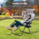 Outsunny Zero Gravity Lounger Chair, Folding Reclining Patio Chair with Shade Cover, Cup Holder, Soft Cushion and Headrest for P