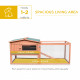 Pawhut Wooden Rabbit Hutch Guinea Pig hutch House 2 Tier with Rabbit Run for Outdoor Garden Backyard, 85 x 24 x 57cm