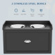 PawHut Stainless Steel Raised Dog Bowls, with 21L Storage Drawer for Large Dogs and Cats - Black