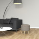 Round Linen-Look Storage Ottoman - Light Grey