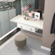 Round Linen-Look Storage Ottoman - Light Grey