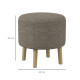 Round Linen-Look Storage Ottoman - Light Grey