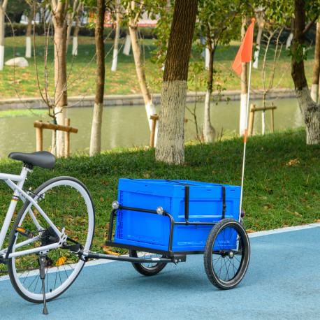 65L Steel Frame Bike Trailer Storage Box - Blue