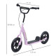 Kids Scooter Kick Scooter with 12&quot; EVA Tyres, Rear Brake, Big Wheels Scooter for 5-12 Years Old, Pink