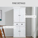 Freestanding Kitchen Cupboard, 184cm Tall Storage Cabinet with Doors and Shelves, Traditional Colonial 4-Door Kitchen Pantry Cup