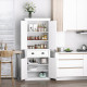 Freestanding Kitchen Cupboard, 184cm Tall Storage Cabinet with Doors and Shelves, Traditional Colonial 4-Door Kitchen Pantry Cup